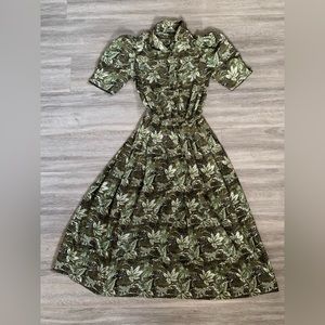 Handmade green patterned print dress